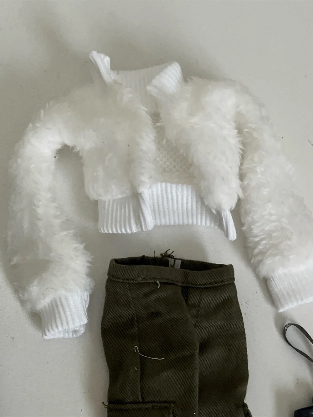 Barbie Accessories Lot Clothing Pants Capris Cargo Crop Top Fur Coat Purse 7 Pce